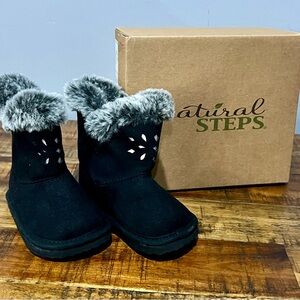 Natural Steps Black Boots with Faux Fur Trim